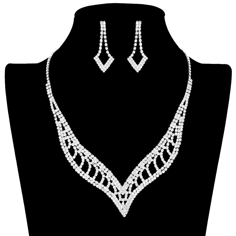 Rhinestone Paved V Shaped Jewelry Set by Madeline Love