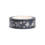 Silver Snake Washi Tape | Snake and Crystal Motif on Black | Gift Wrapping and Craft Tape by The Bullish Store