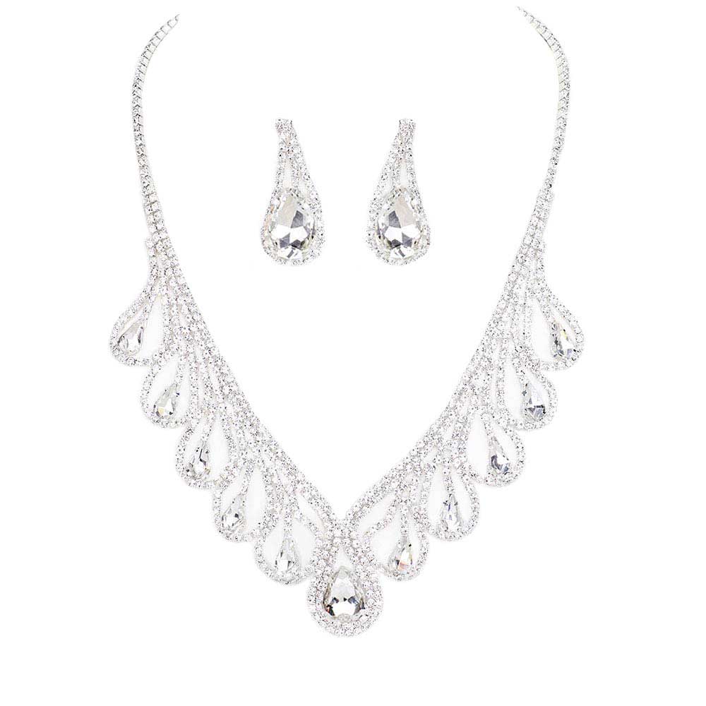 Teardrop Crystal Rhinestone Collar Necklace by Madeline Love