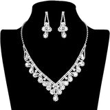 Teardrop Stone Accented Rhinestone Pave Necklace Earring Set by Madeline Love