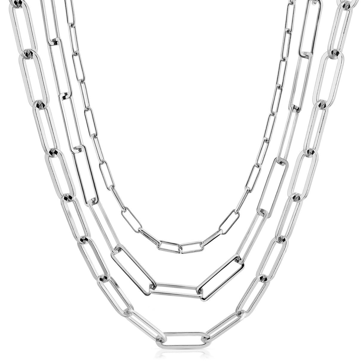 Silver Triple Multi Chain Necklace by eklexic jewelry