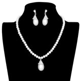 Crystal Pave Teardrop Pearl Pendant Necklace by Madeline Love