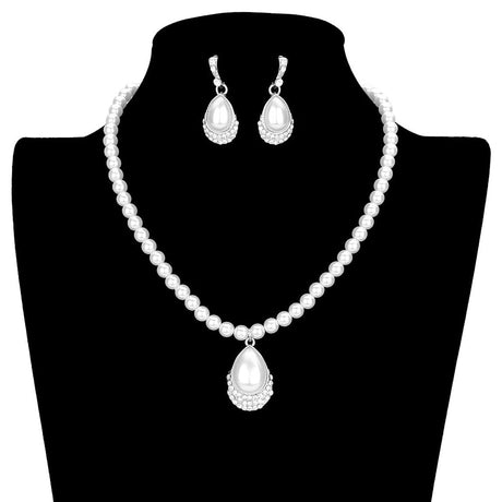 Teardrop Pendant Pearl Strand Necklace by Madeline Love