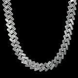 19mm Diamond Baguette Cuban Chain in White Gold by Custom Gold Grillz