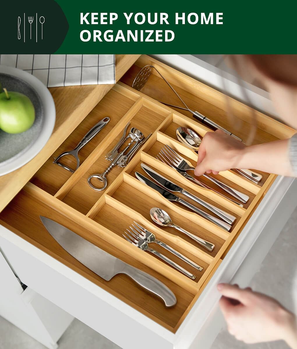 Silverware Drawer Organizer 9 Slots by Royal Craft Wood