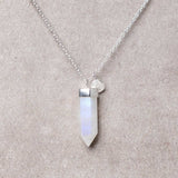 Rainbow Moonstone Crystal Point Necklace by Tiny Rituals