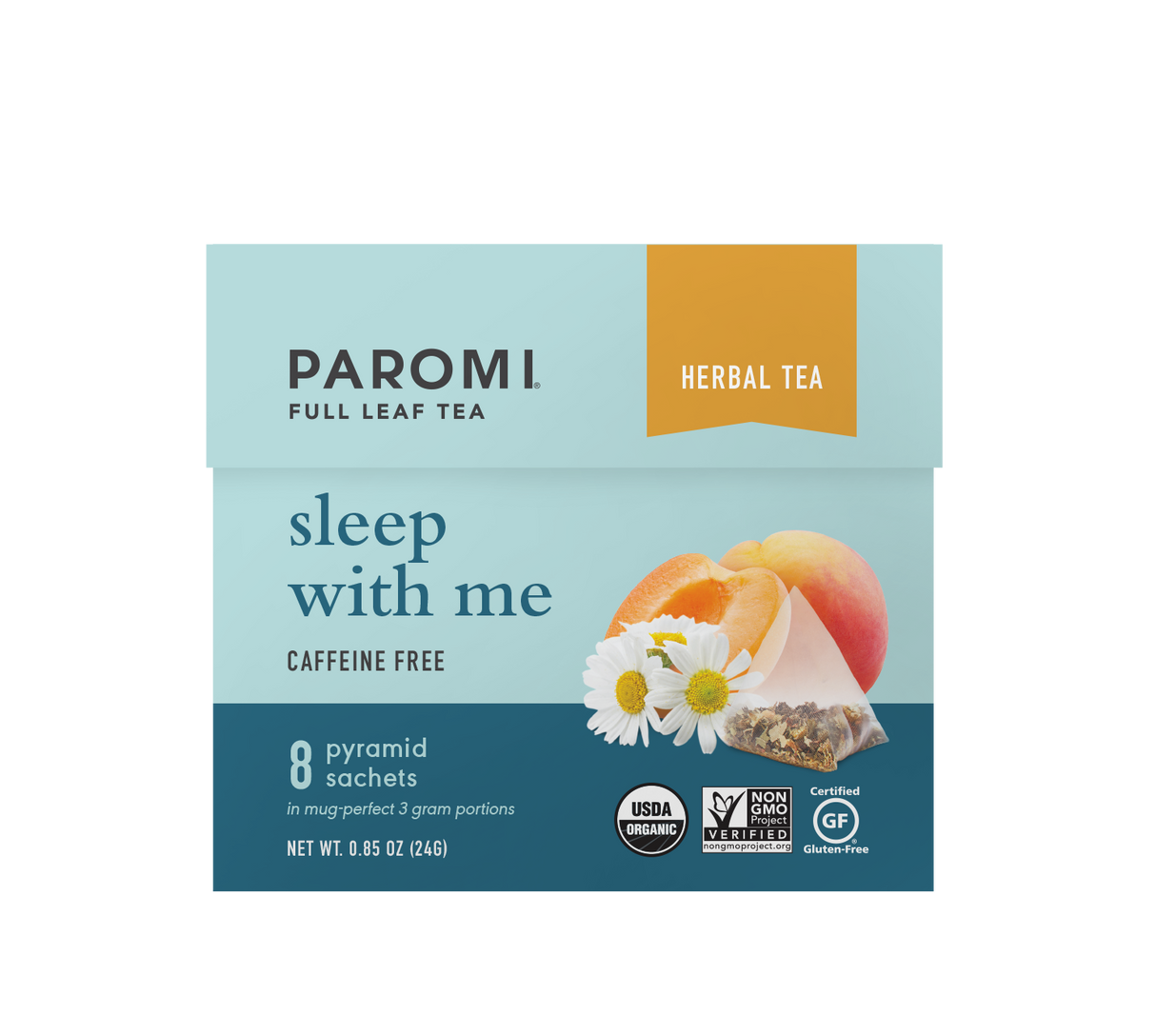 Organic Sleep With Me Herbal Tea, Caffeine Free, in Pyramid Tea Bags by Paromi Tea