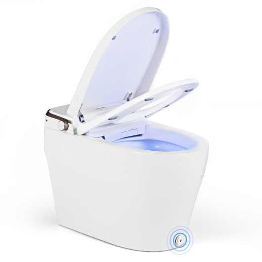 Elongated Smart Bidet Toilet Heated Seat Sensor Auto-White