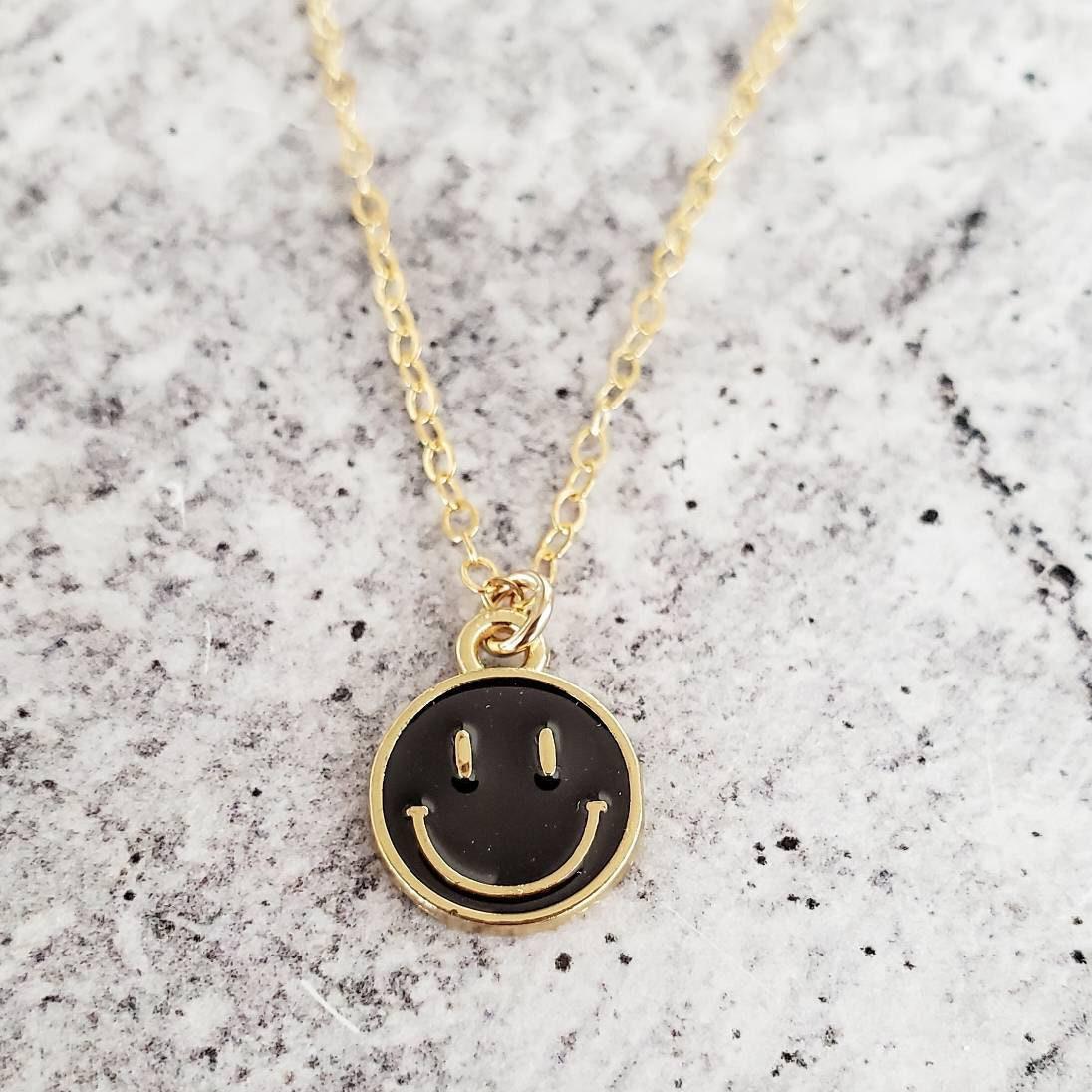 Smiley Face Necklace by Salt and Sparkle