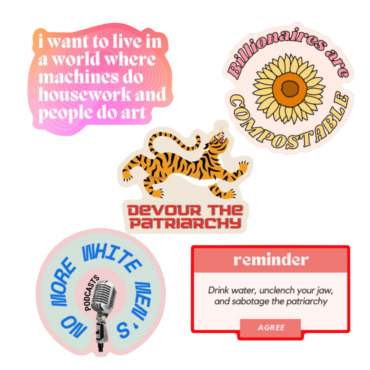 Snarky Feminist Vinyl Stickers | Weatherproof Water Bottle Decals | 5 Pack by The Bullish Store