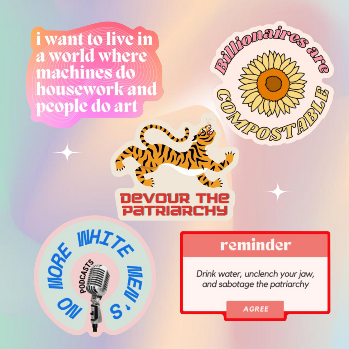 Snarky Feminist Vinyl Stickers | Weatherproof Water Bottle Decals | 5 Pack by The Bullish Store