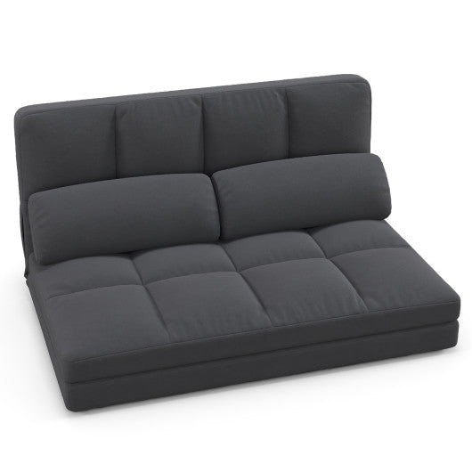 Floor Sofa Bed with 6 Positions Adjustable Backrest  Skin-friendly Velvet Cover-Dark Gray