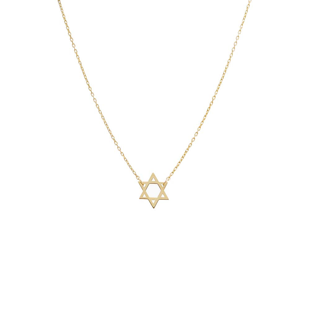 Solid Star of David Necklace 14K by By Adina Eden