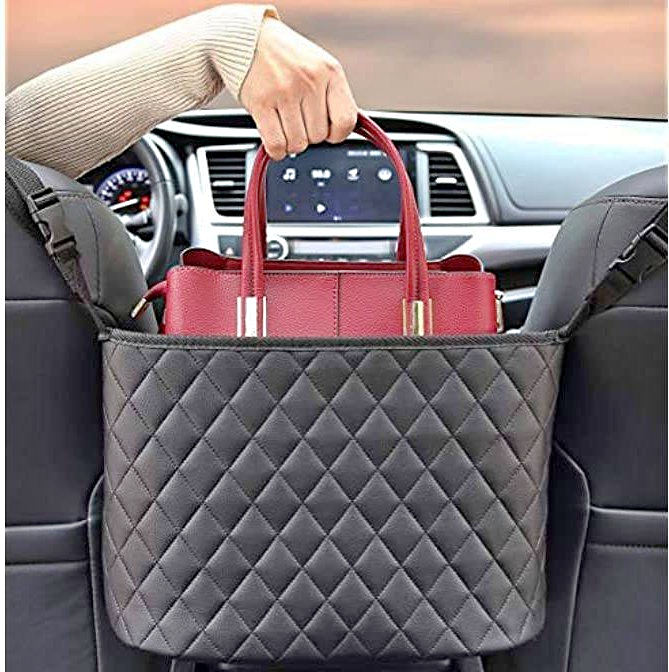 Car Handbag Holder Leather Seat Back Car Organizer for Purse or Bag, Pet Barrier by Js House