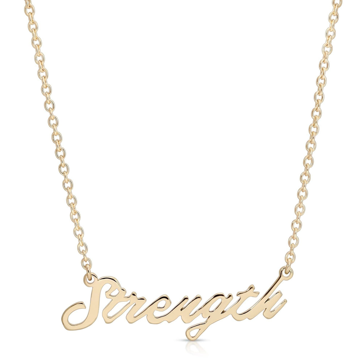 Strength Script Necklace by eklexic jewelry