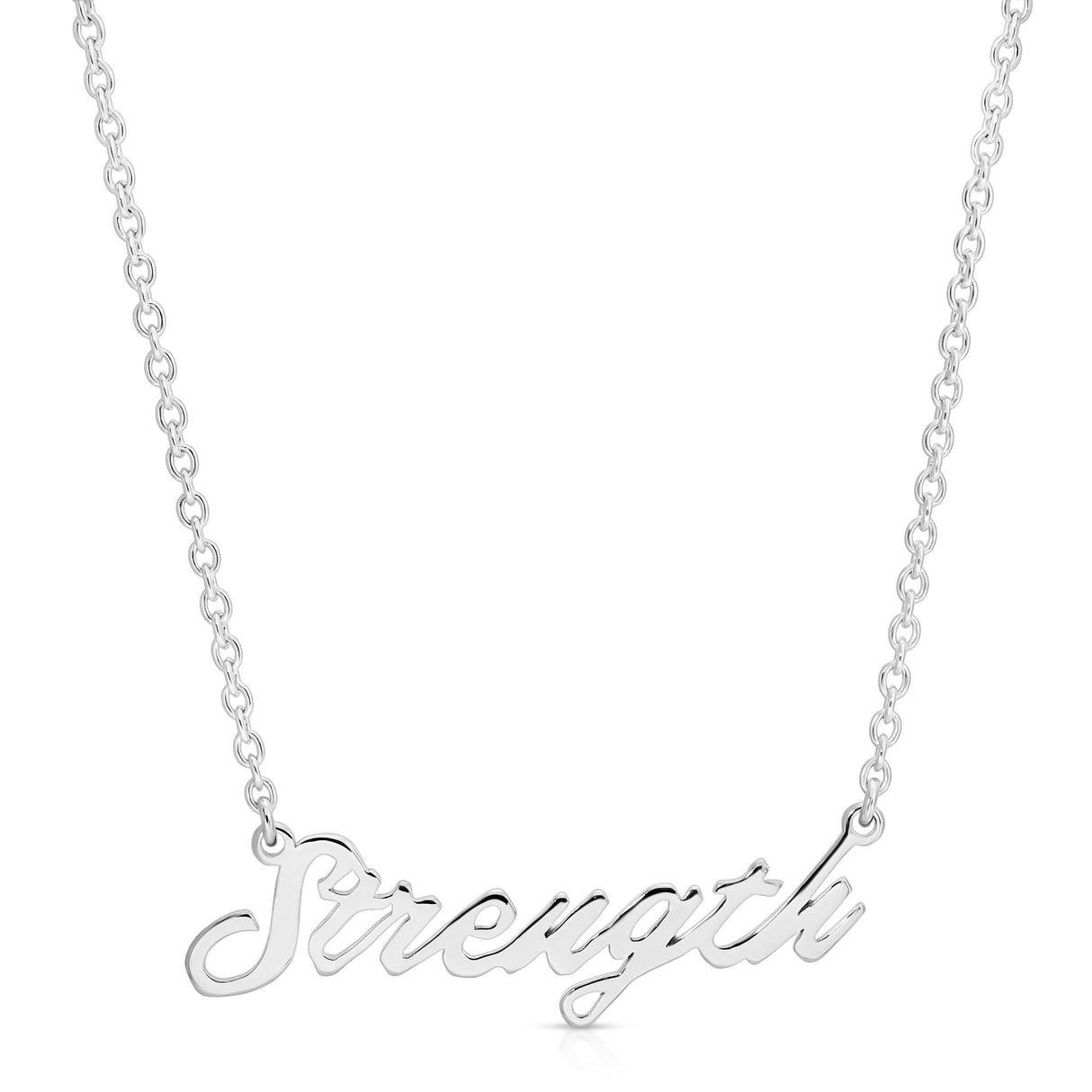 Strength Script Necklace by eklexic jewelry