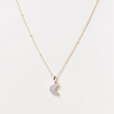 Crescent Moon Raw Gemstone Necklace by Tiny Rituals