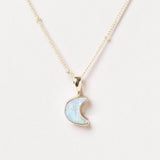 Crescent Moon Raw Gemstone Necklace by Tiny Rituals