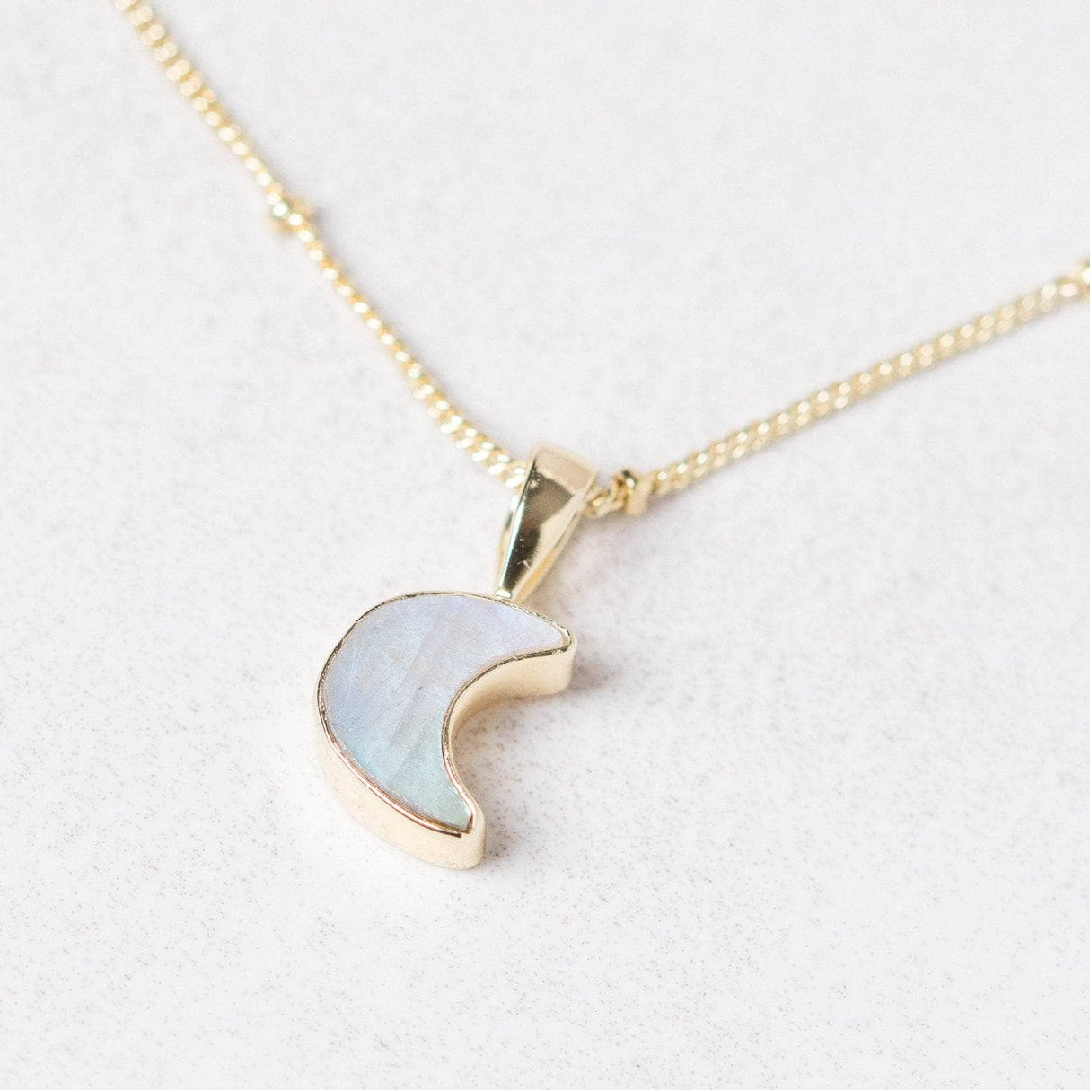 Crescent Moon Raw Gemstone Necklace by Tiny Rituals