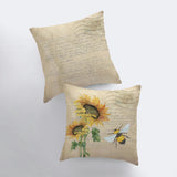 Sunflower | Bee | Pillow Cover | Sunflower Decor |  | Farmhouse Decor | Home Décor | Floral Throw Pillows | Accent Pillow Covers | Gift by UniikPillows