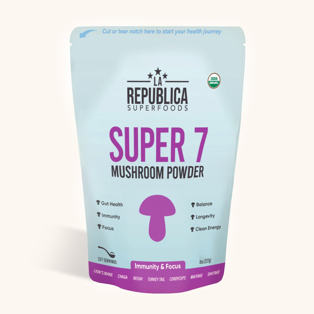 Super 7 Mushroom Extract Powder (8 oz) by La Republica Superfoods