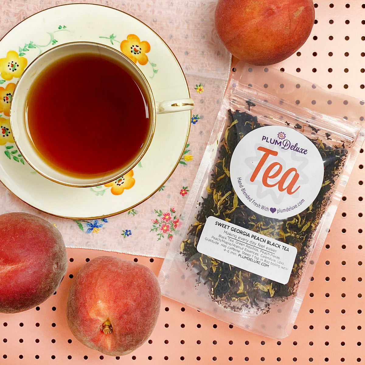 Sweet Georgia Peach Black Tea (Hint of Caramel - Walnut) by Plum Deluxe Tea