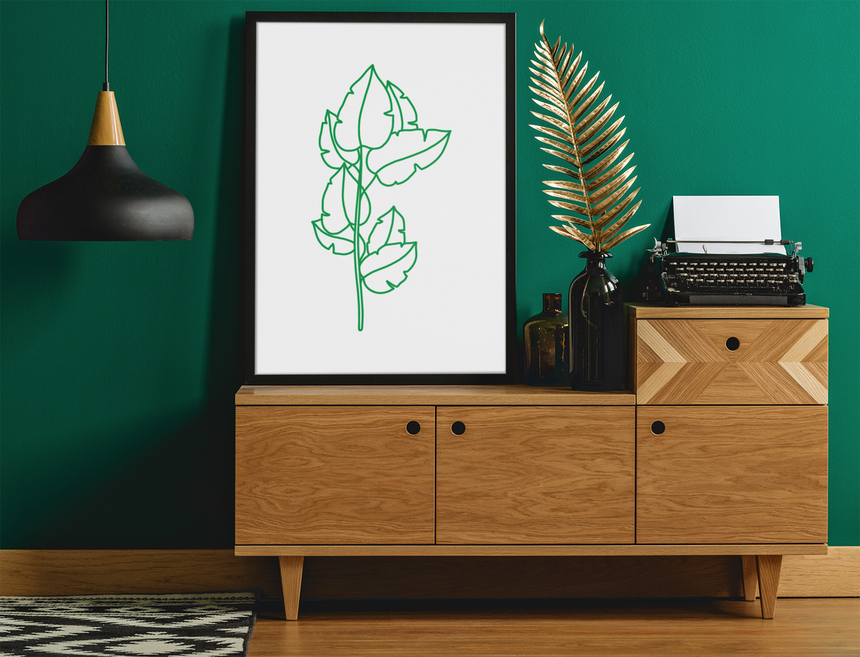 Swiss Cheese Stem Boho Green Boho Hippie Simple Home Wall Decor Print by WinsterCreations™ Official Store