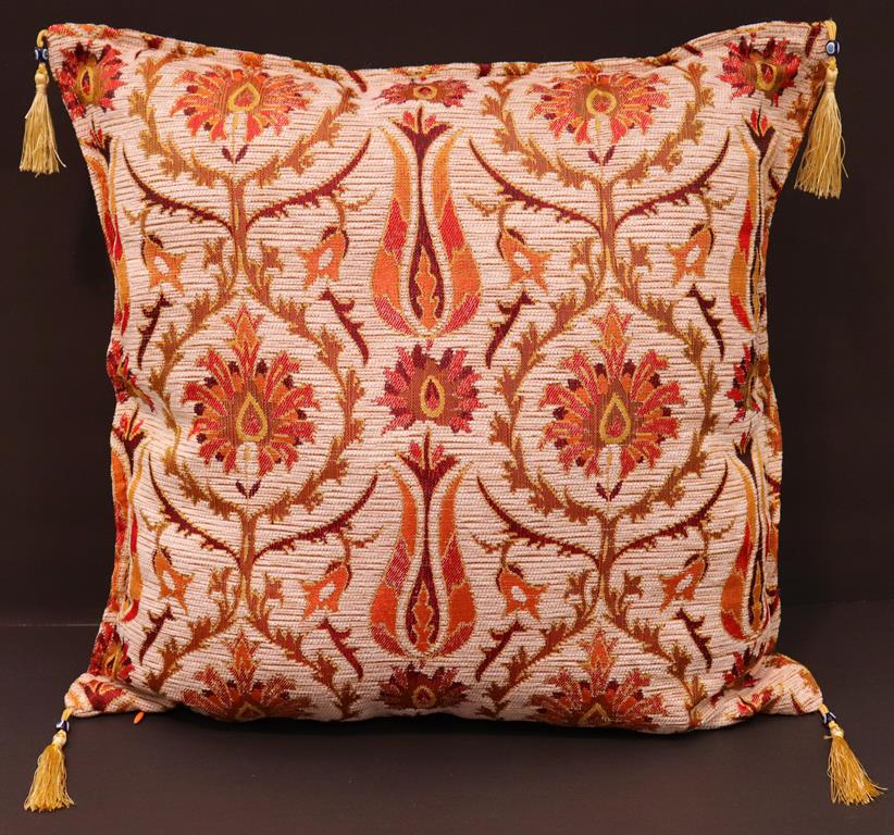 Suzani Tulip Chenille Turkish Decorative Pillow by Bareens Designer Rugs