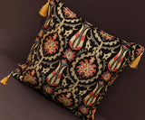 Suzani Tulip Chenille Turkish Decorative Pillow by Bareens Designer Rugs