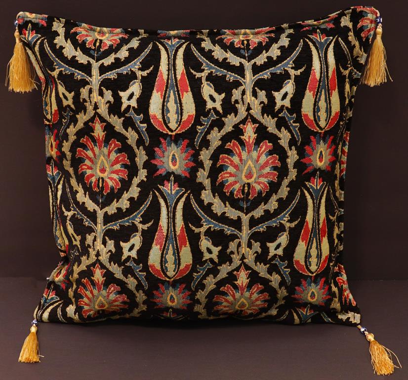 Suzani Tulip Chenille Turkish Decorative Pillow by Bareens Designer Rugs