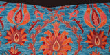 Suzani Tulip Chenille Turkish Decorative Pillow by Bareens Designer Rugs