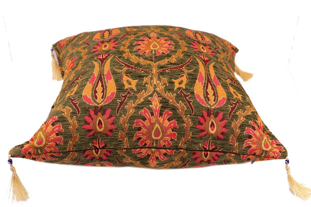 Suzani Tulip Chenille Turkish Decorative Pillow by Bareens Designer Rugs