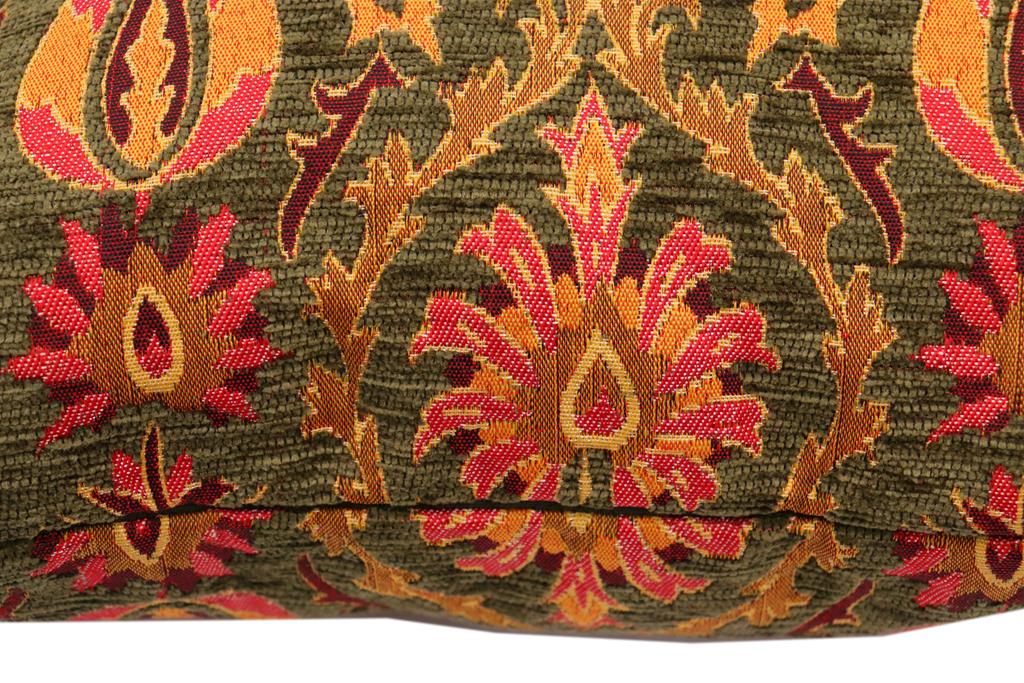 Suzani Tulip Chenille Turkish Decorative Pillow by Bareens Designer Rugs