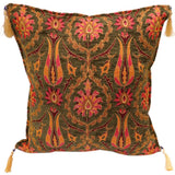 Suzani Tulip Chenille Turkish Decorative Pillow by Bareens Designer Rugs