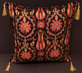 Suzani Tulip Chenille Turkish Decorative Pillow by Bareens Designer Rugs