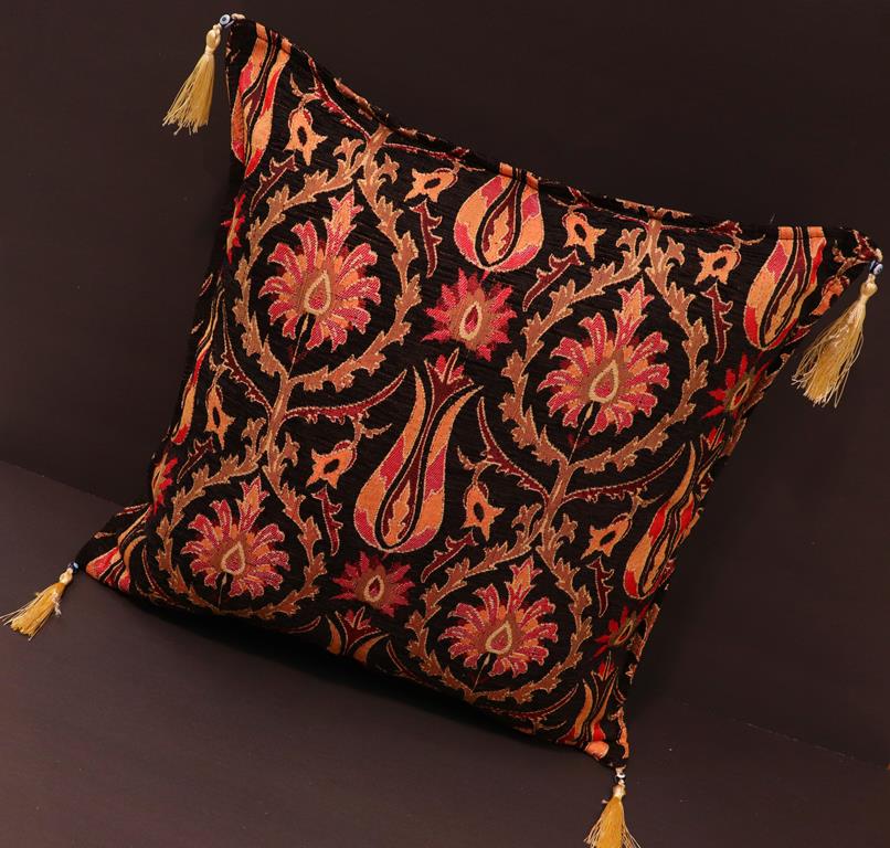 Suzani Tulip Chenille Turkish Decorative Pillow by Bareens Designer Rugs