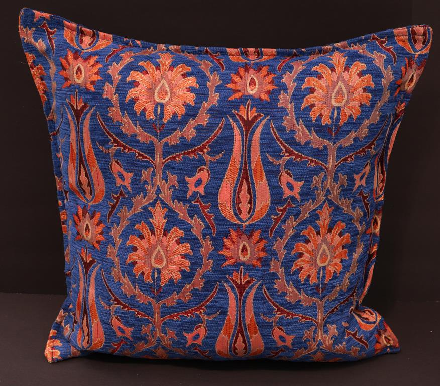 Suzani Tulip Chenille Turkish Decorative Pillow by Bareens Designer Rugs