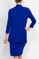 Connected Apparel cowl neck  long sleeve solid faux two piece matte jersey jacket dress by Curated Brands