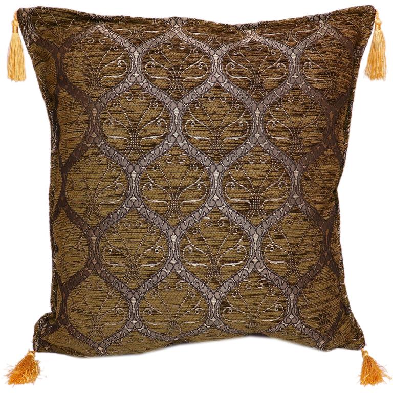 Trellis Myrtus Chenille Decorative Contemporary Turkish Pillow by Bareens Designer Rugs