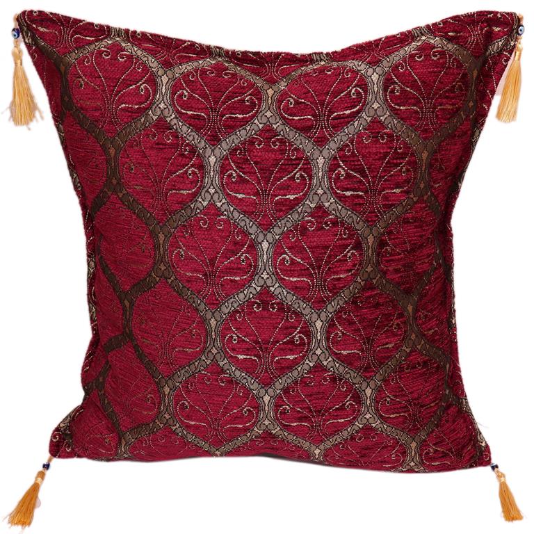 Trellis Myrtus Chenille Decorative Contemporary Turkish Pillow by Bareens Designer Rugs