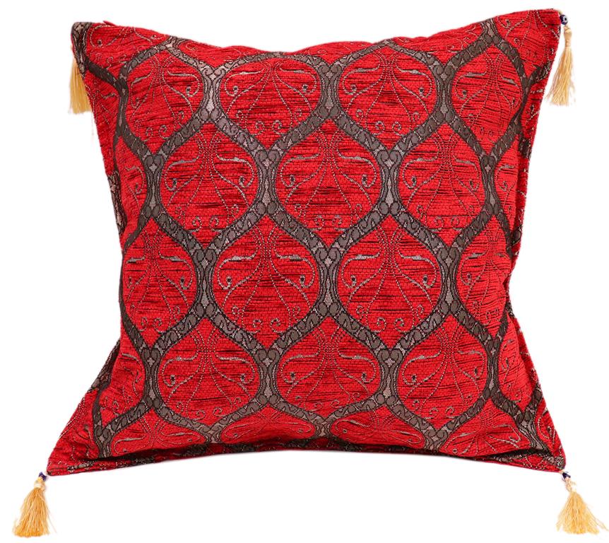 Trellis Myrtus Chenille Decorative Contemporary Turkish Pillow by Bareens Designer Rugs