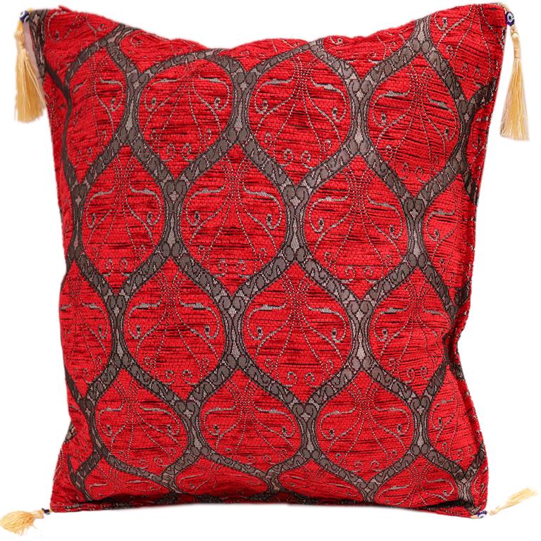 Trellis Myrtus Chenille Decorative Contemporary Turkish Pillow by Bareens Designer Rugs