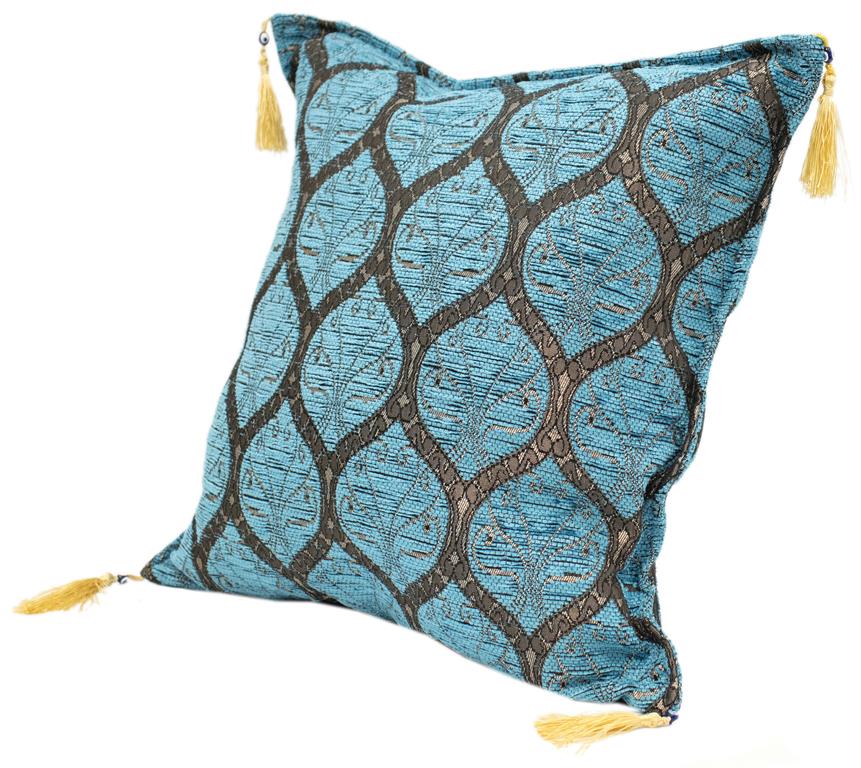 Trellis Myrtus Chenille Decorative Contemporary Turkish Pillow by Bareens Designer Rugs