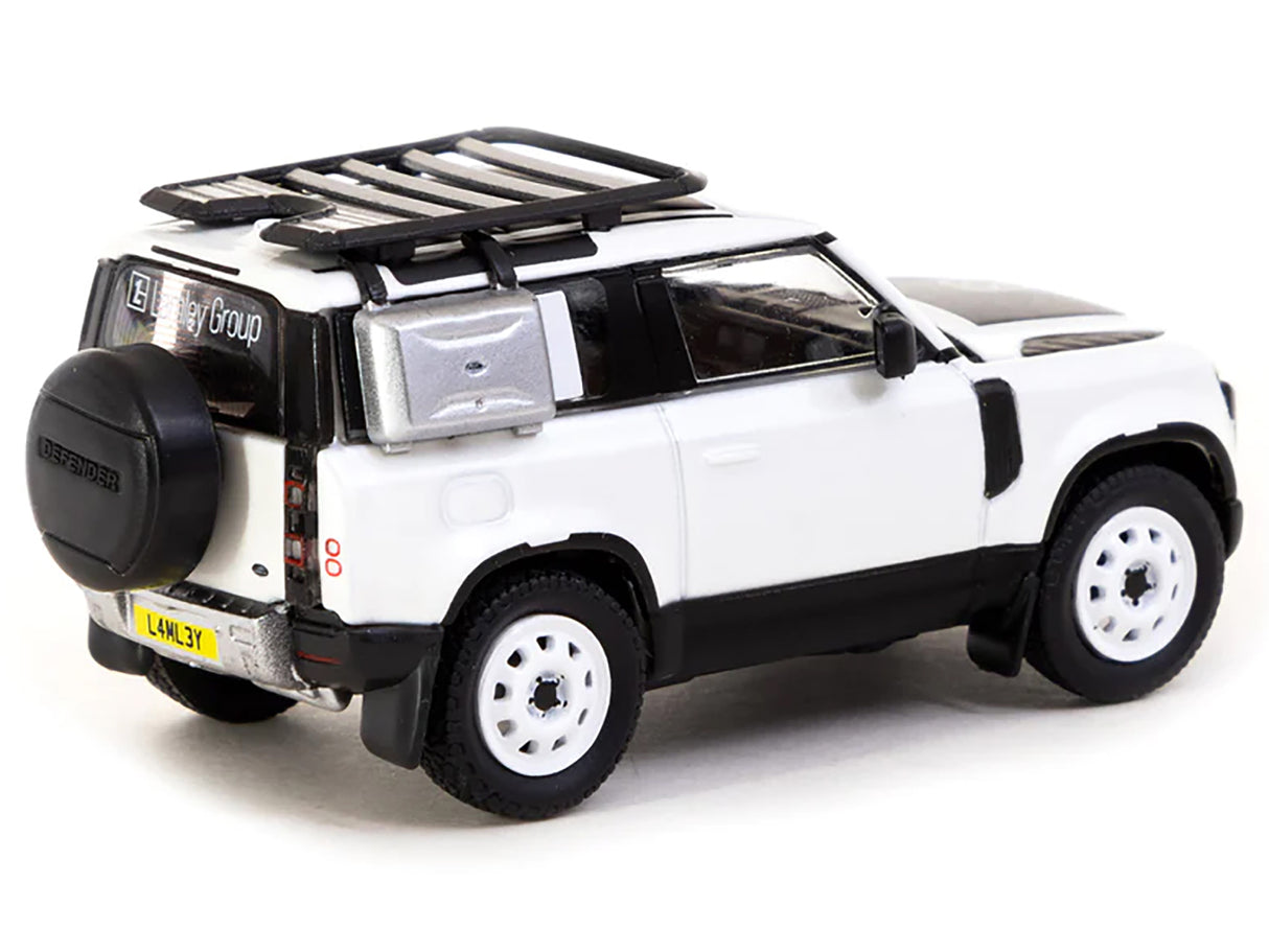 Land Rover Defender 90 White Metallic with Roof Rack "Lamley Special Edition" "Global64" Series 1/64 Diecast Model by Tarmac Works