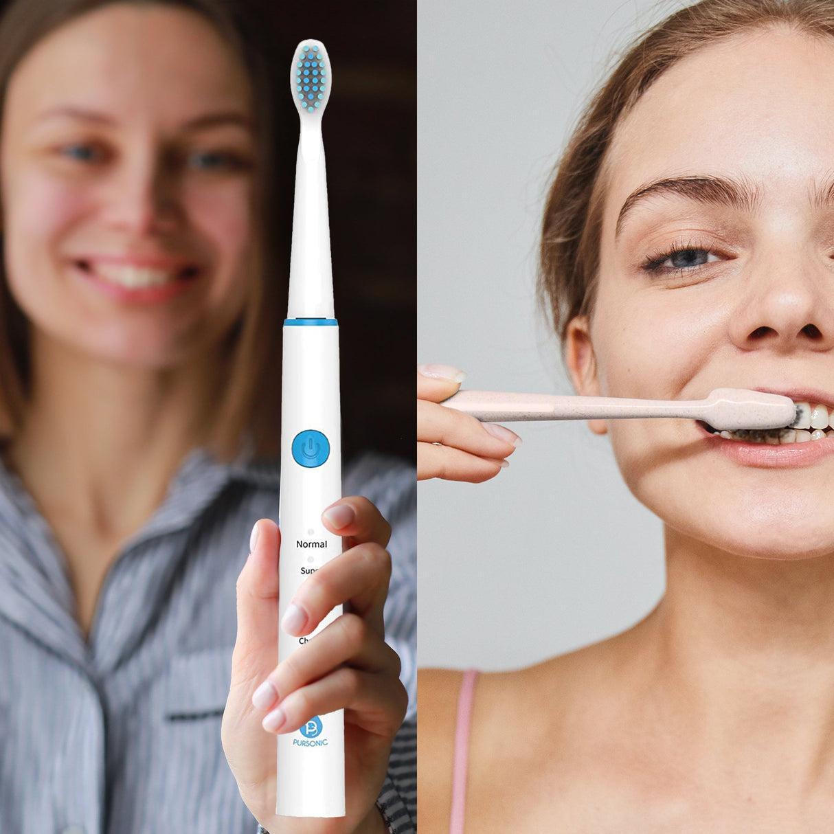 USB Rechargeable Rotary Toothbrush + Freebie Activated Coconut Charcoal Powder Natural Teeth Whitener by Pursonic