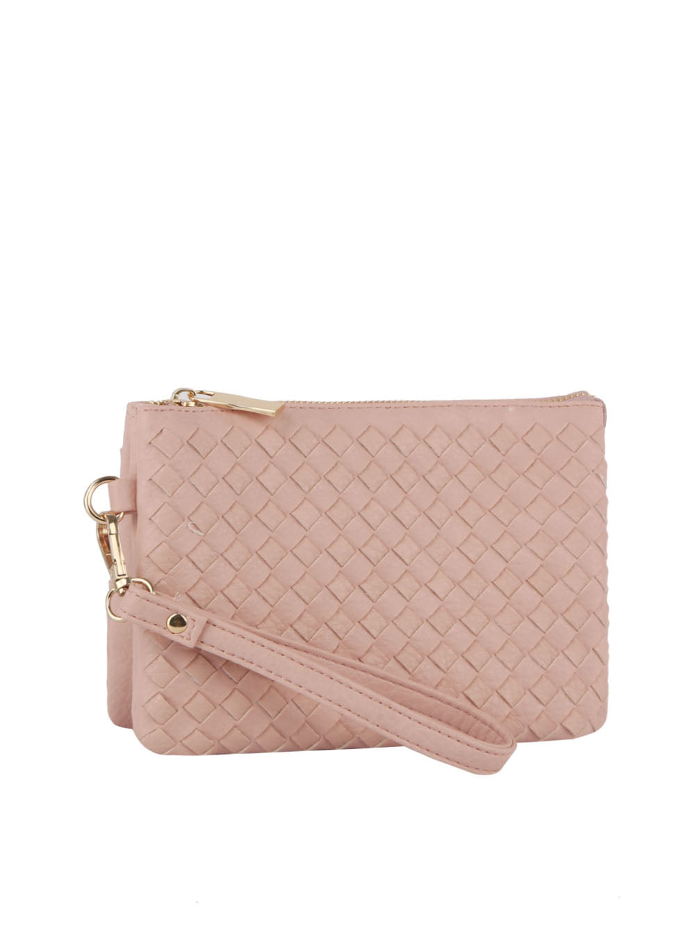 Woven tripe comparament convertible clutch crossbody wristlet by hfstylish