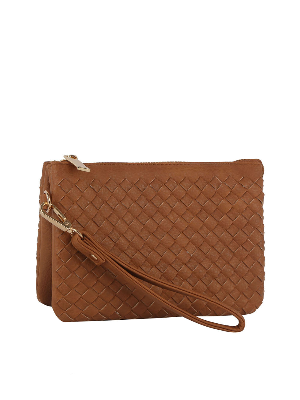 Woven tripe comparament convertible clutch crossbody wristlet by hfstylish