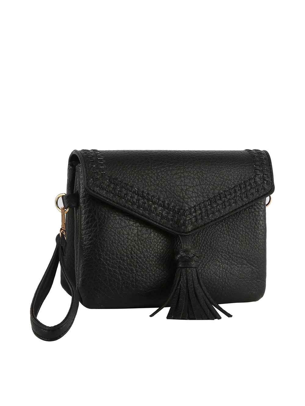 Tassel Front flap tripe comparament convertible clutch crossbody wristlet by hfstylish