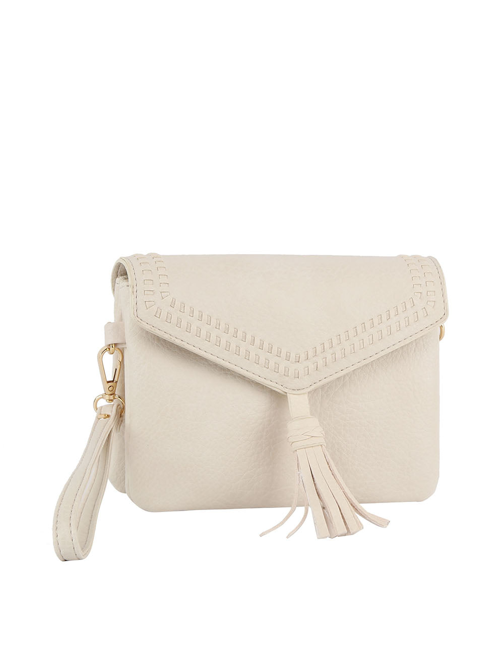 Tassel Front flap tripe comparament convertible clutch crossbody wristlet by hfstylish