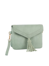 Tassel Front flap tripe comparament convertible clutch crossbody wristlet by hfstylish